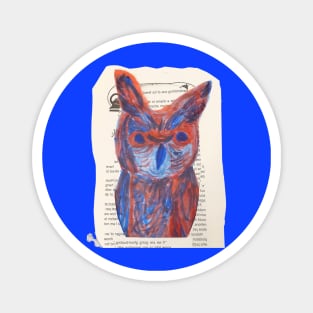 Fire Owl and the torn book pages Magnet